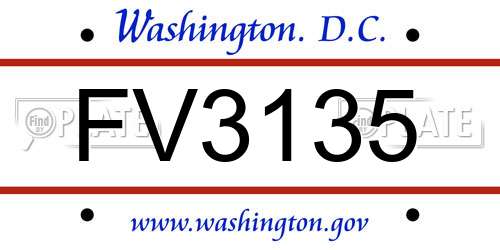 FV3135 District Of Columbia License Plate