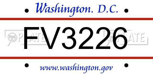 FV3226 District Of Columbia License Plate
