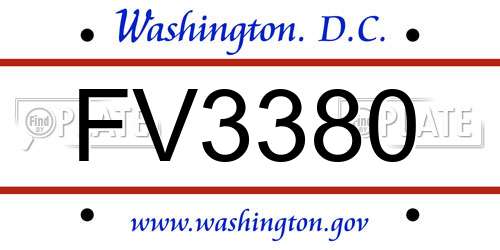 FV3380 District Of Columbia License Plate