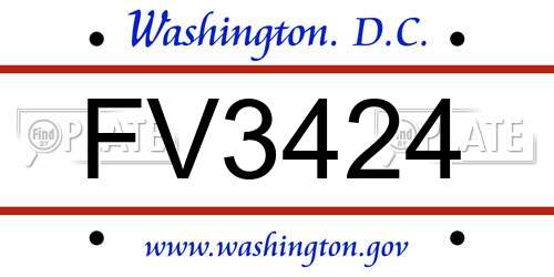 FV3424 District Of Columbia License Plate