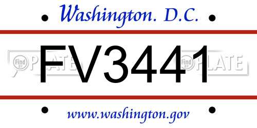 FV3441 District Of Columbia License Plate