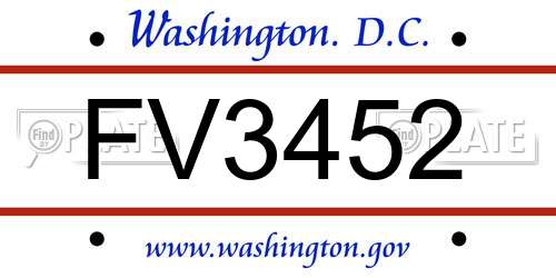 FV3452 District Of Columbia License Plate
