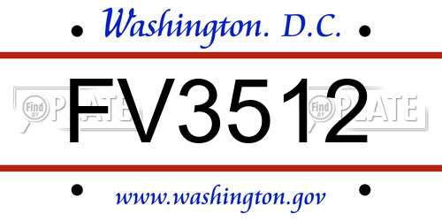FV3512 District Of Columbia License Plate