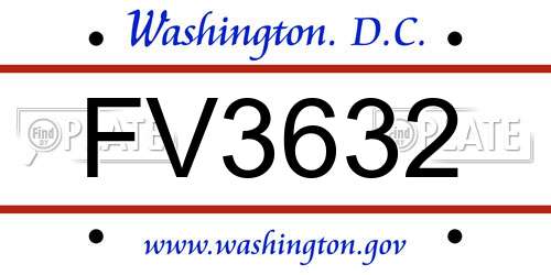 FV3632 District Of Columbia License Plate