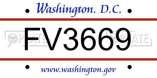 FV3669 District Of Columbia License Plate