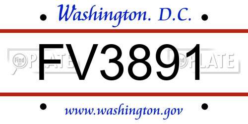 FV3891 District Of Columbia License Plate