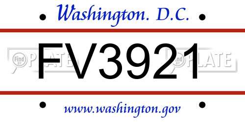 FV3921 District Of Columbia License Plate