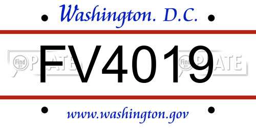 FV4019 District Of Columbia License Plate