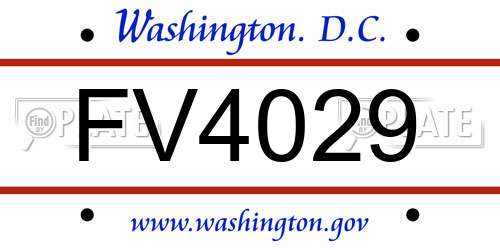 FV4029 District Of Columbia License Plate