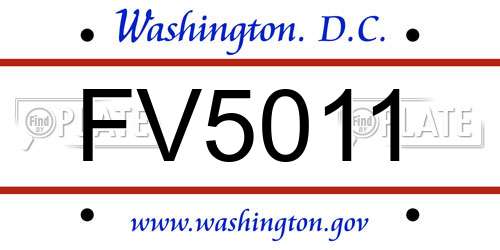 FV5011 District Of Columbia License Plate