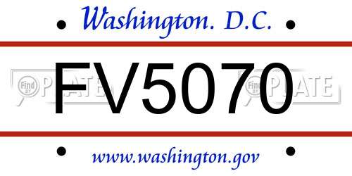 FV5070 District Of Columbia License Plate