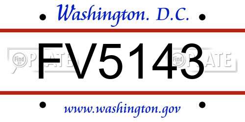 FV5143 District Of Columbia License Plate