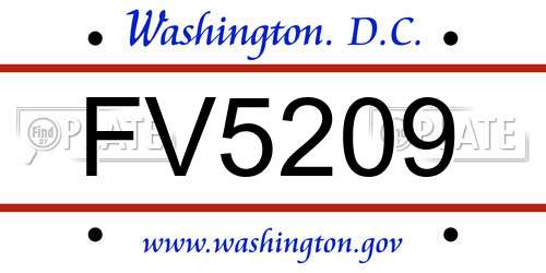 FV5209 District Of Columbia License Plate