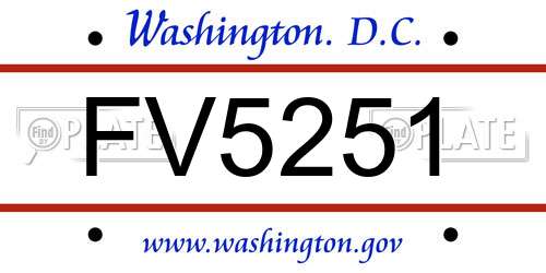 FV5251 District Of Columbia License Plate