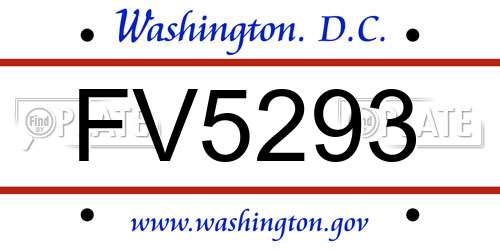 FV5293 District Of Columbia License Plate