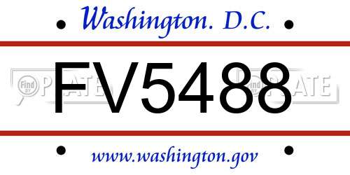 FV5488 District Of Columbia License Plate