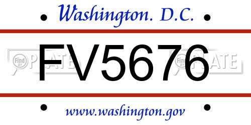 FV5676 District Of Columbia License Plate