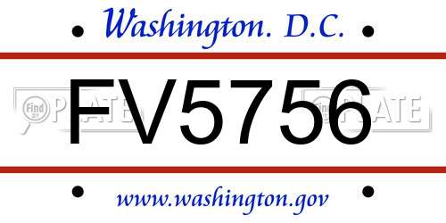 FV5756 District Of Columbia License Plate