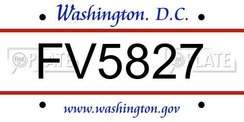 FV5827 District Of Columbia License Plate