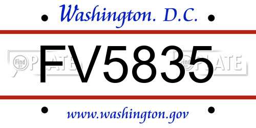 FV5835 District Of Columbia License Plate