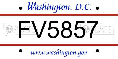 FV5857 District Of Columbia License Plate