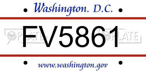 FV5861 District Of Columbia License Plate