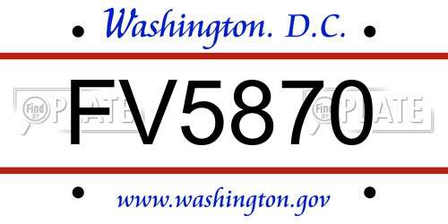 FV5870 District Of Columbia License Plate