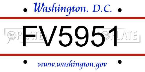 FV5951 District Of Columbia License Plate