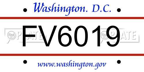 FV6019 District Of Columbia License Plate