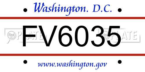 FV6035 District Of Columbia License Plate