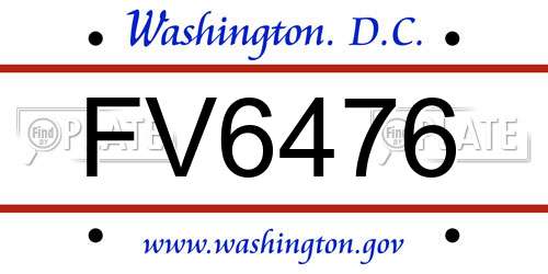 FV6476 District Of Columbia License Plate