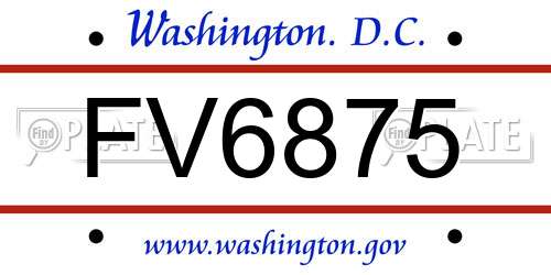 FV6875 District Of Columbia License Plate