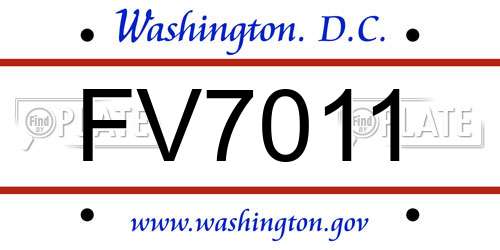 FV7011 District Of Columbia License Plate