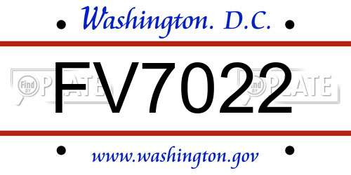 FV7022 District Of Columbia License Plate