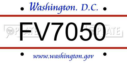 FV7050 District Of Columbia License Plate