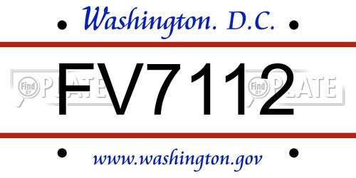 FV7112 District Of Columbia License Plate