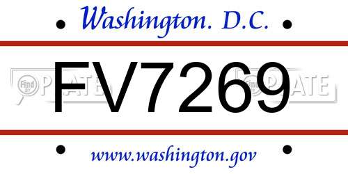 FV7269 District Of Columbia License Plate