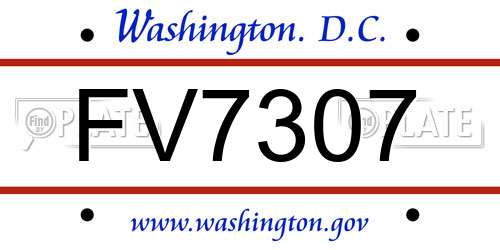 FV7307 District Of Columbia License Plate