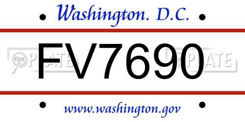 FV7690 District Of Columbia License Plate