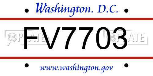 FV7703 District Of Columbia License Plate