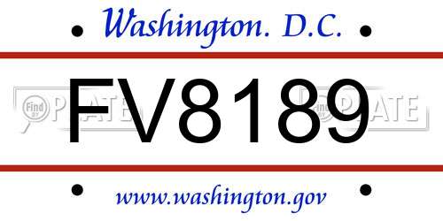 FV8189 District Of Columbia License Plate