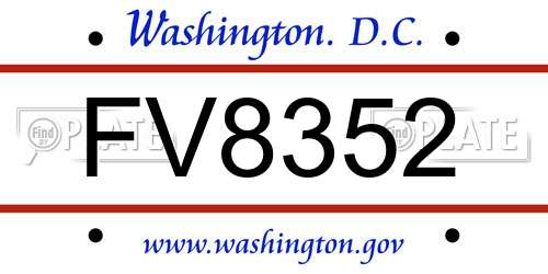 FV8352 District Of Columbia License Plate