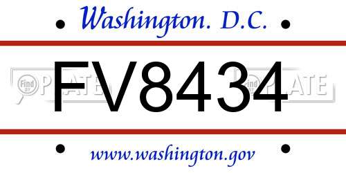 FV8434 District Of Columbia License Plate