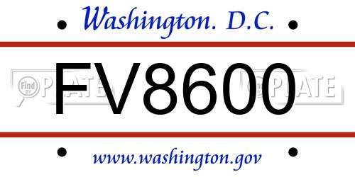 FV8600 District Of Columbia License Plate