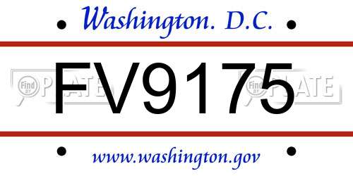 FV9175 District Of Columbia License Plate