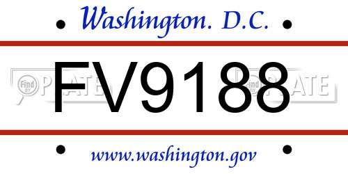 FV9188 District Of Columbia License Plate