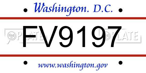 FV9197 District Of Columbia License Plate
