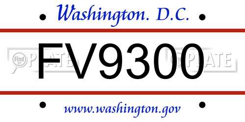 FV9300 District Of Columbia License Plate