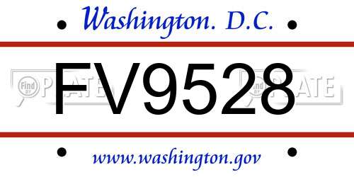 FV9528 District Of Columbia License Plate