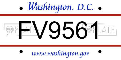 FV9561 District Of Columbia License Plate